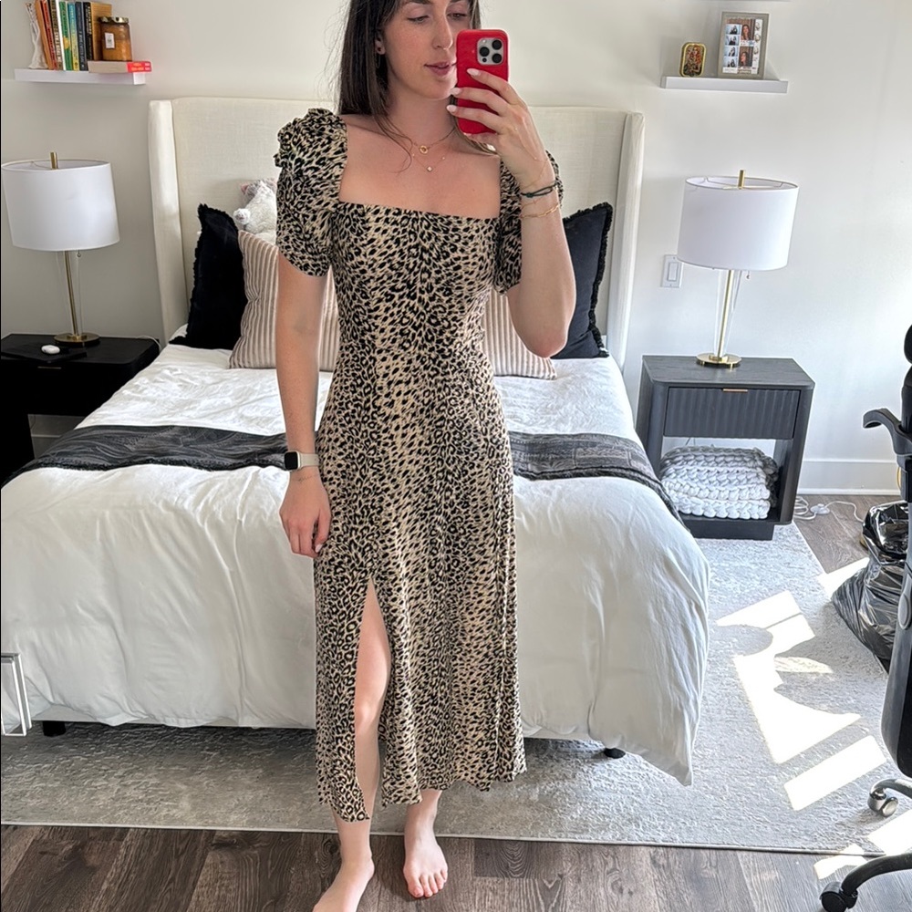 Leopard Print Square Neck Dress